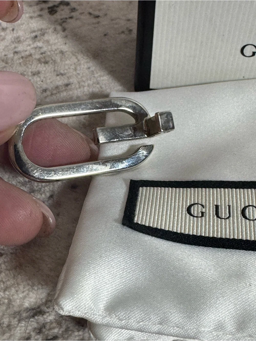 Gucci Silver Interlocking G Paperclip Accessory